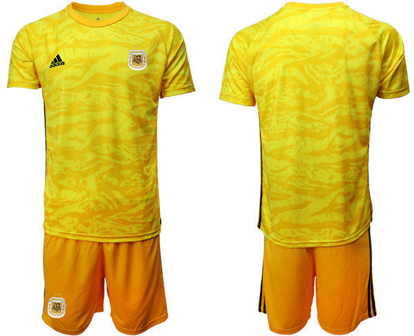 Mens Argentina National Team 2021 Yellow goalkeeper Soccer Jersey Suit