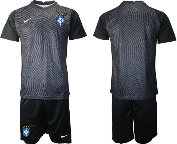Mens Brazil National Team 2021 Black goalkeeper Soccer Jersey Suit