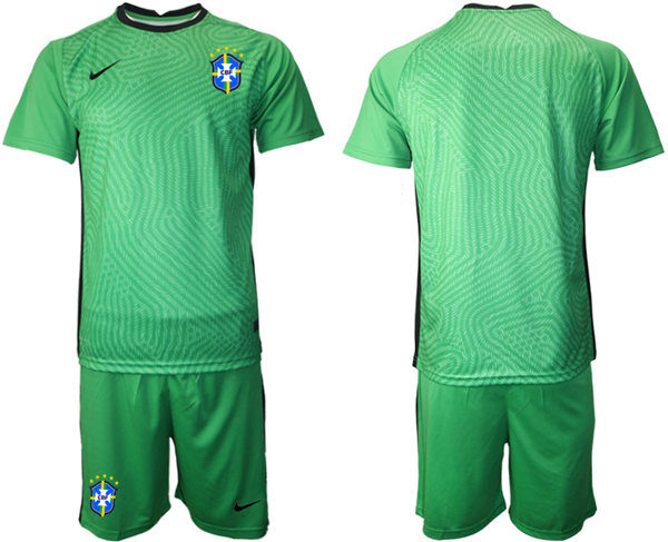 Mens Brazil National Team 2021 Green goalkeeper Soccer Jersey Suit