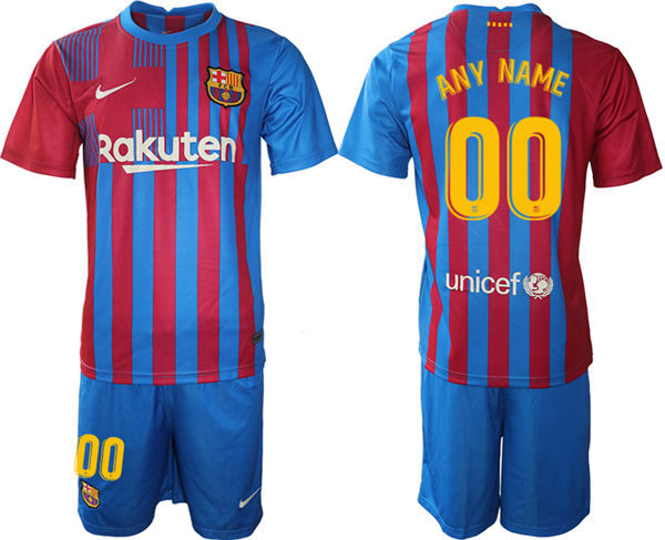 Mens Barcelona 2021 Red Blue Home Custom Soccer Jersey kit