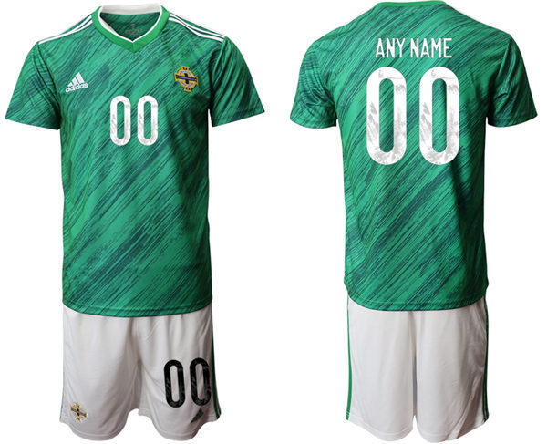Mens Northern Ireland  National Team 2021 Home Green Custom Soccer Jersey Suit