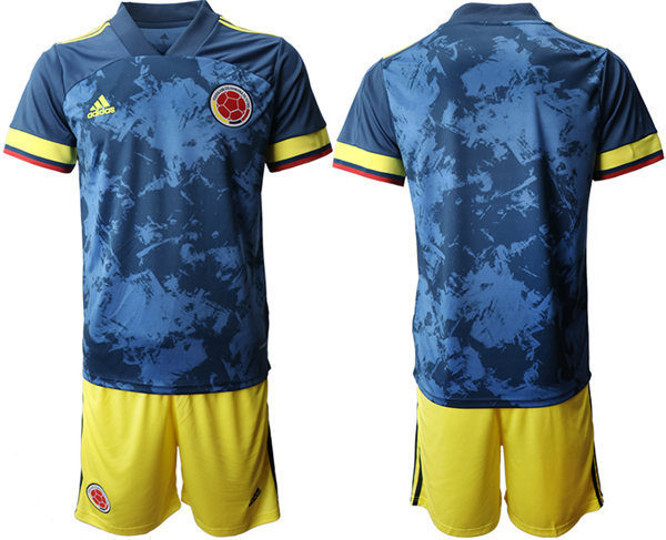 Mens Colombia National Team 2020/21 Away Blue Custom Soccer Jersey Suit