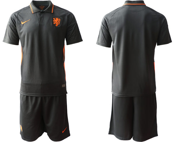 Mens Netherlands National Team 2020/21 Away Black Custom Soccer Jersey Suit