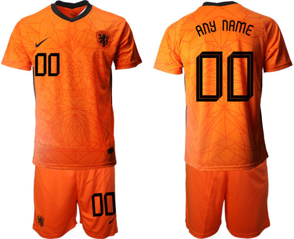 Mens Netherlands National Team 2020/21 Home Orange Custom Soccer Jersey Suit