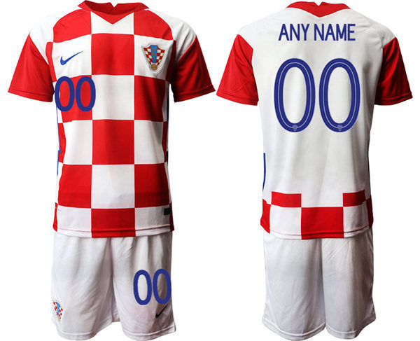 Mens Croatia National Team 2020/21 Home White Custom Soccer Jersey Suit
