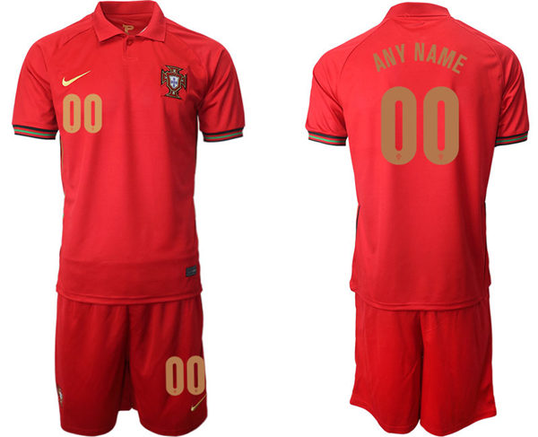 Mens Portugal National Team 2020/21 Home Red Custom Soccer Jersey Suit