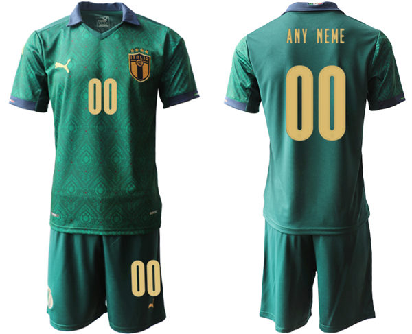 Mens Italy National Team 2020/21 Green Away Soccer Jersey Suit