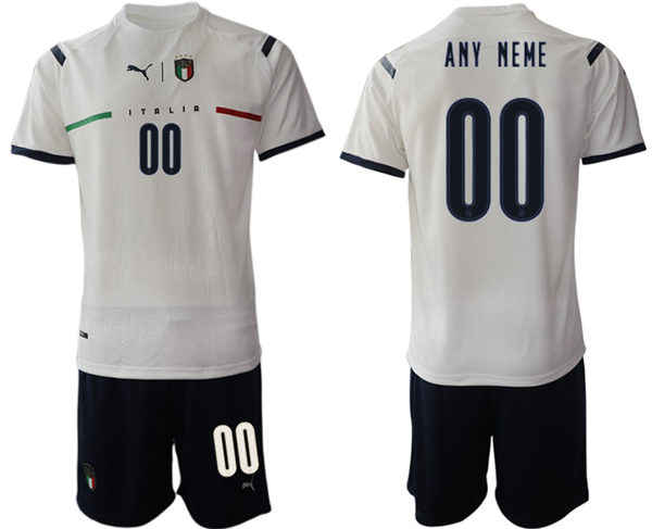 Mens Italy  National Team 2021  White Away Soccer Jersey Suit
