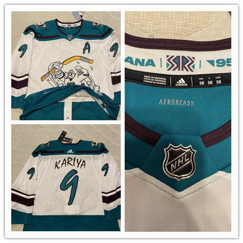 Mens Anaheim Ducks #9 Paul Kariya Stitched White Adidas 2021 NHL REVERSE RETRO Jersey