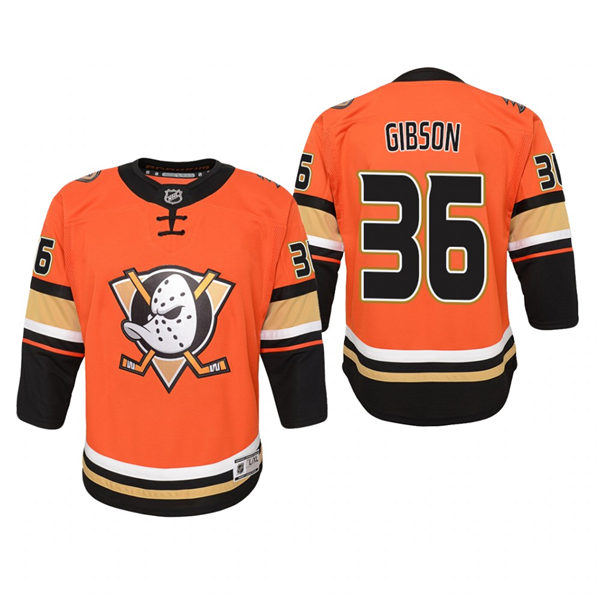 Youth Anaheim Ducks #36 John Gibson Adidas Orange Alternate Jersey