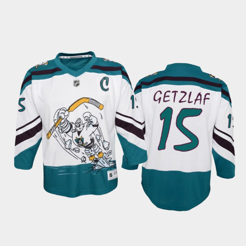 Youth Anaheim Ducks #15 Ryan Getzlaf 2021 White Adidas NHL REVERSE RETRO Jersey 