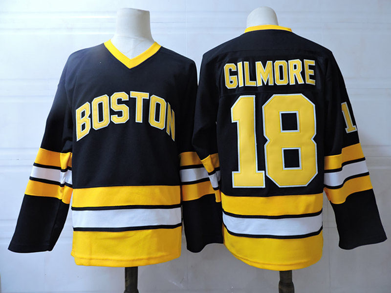 Mens Boston Bruins #18 Happy Gilmore Stitched Black Film Hockey Jersey