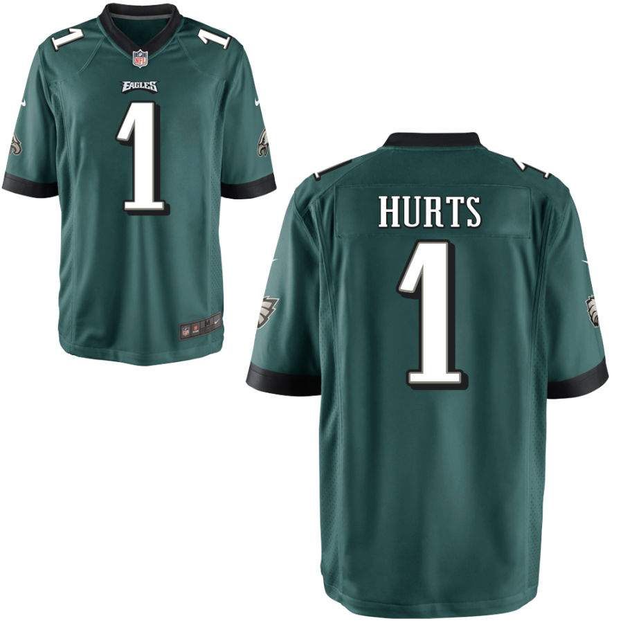 Youth Philadelphia Eagles #1 Jalen Hurts Nike Midnight Green Team Color NFL Jersey