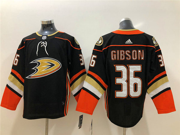 Mens Anaheim Ducks #36 John Gibson Adidas Black Home Jersey