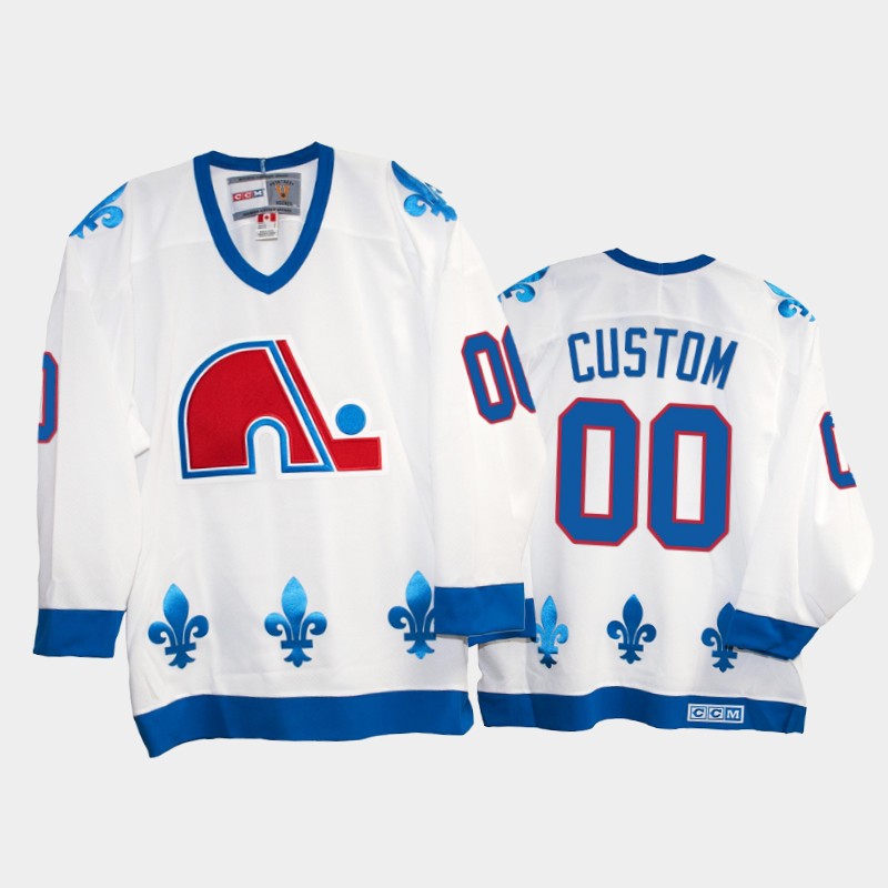 Mens Quebec Nordiques Custom 1991-92 White CCM Vintage Throwback Jersey