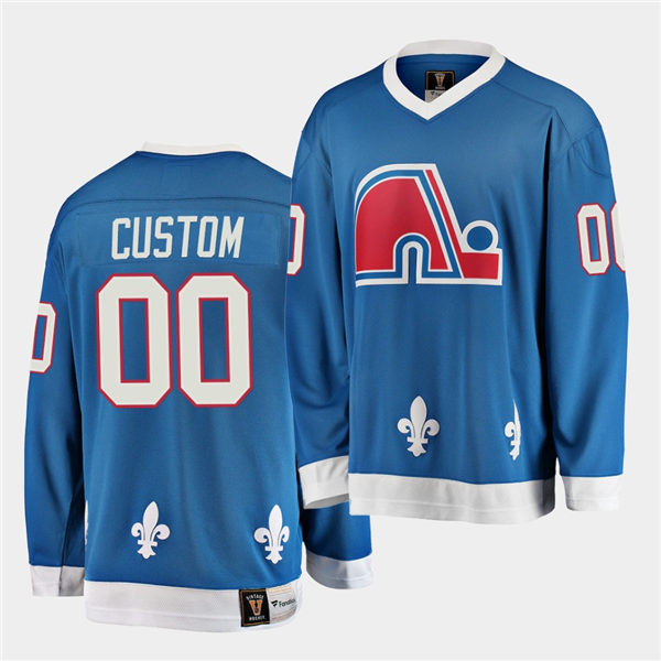 Mens Quebec Nordiques Custom Light Blue CCM Vintage Throwback Jersey