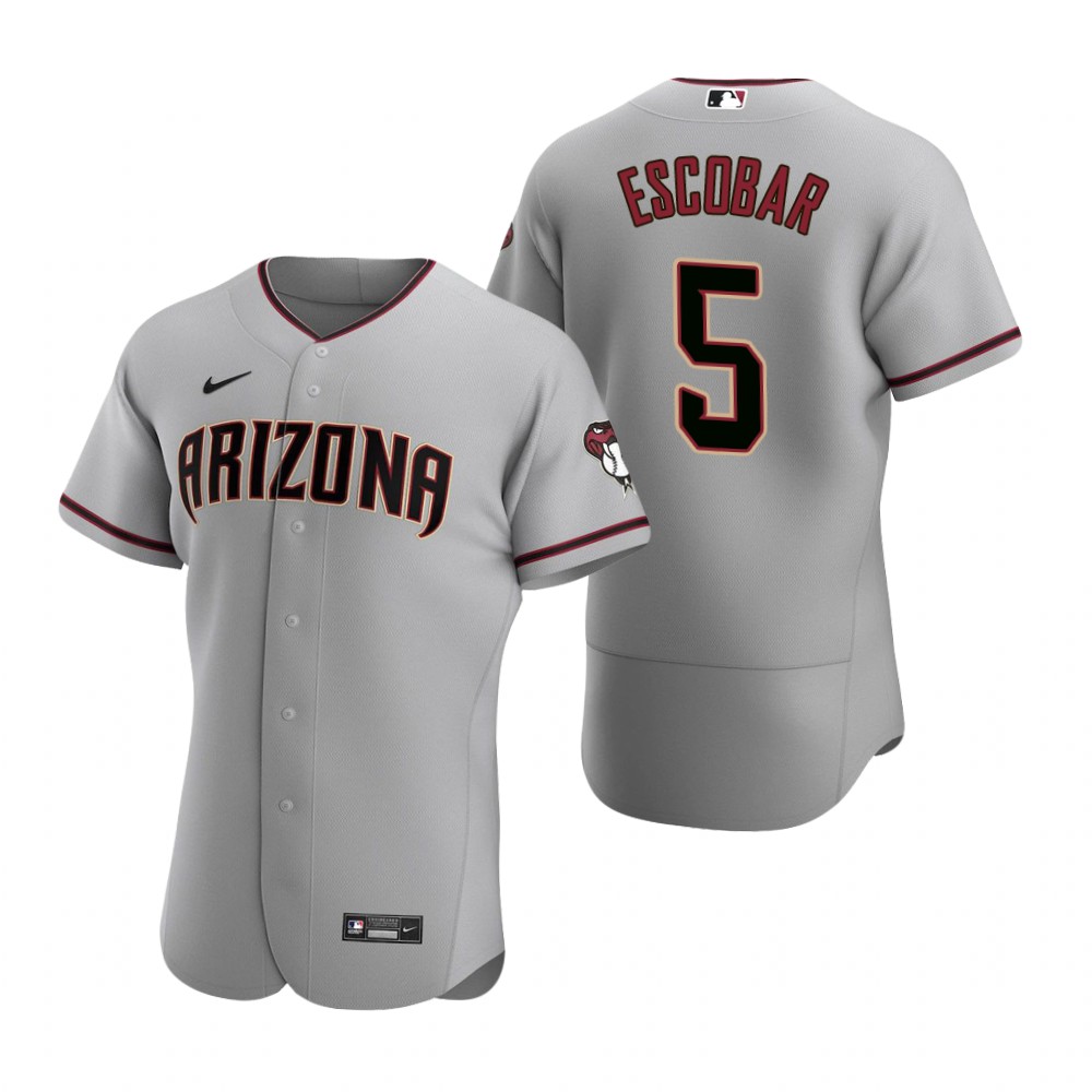 Mens Arizona Diamondbacks #5 Eduardo Escobar Nike Gray Road FlexBase Jersey