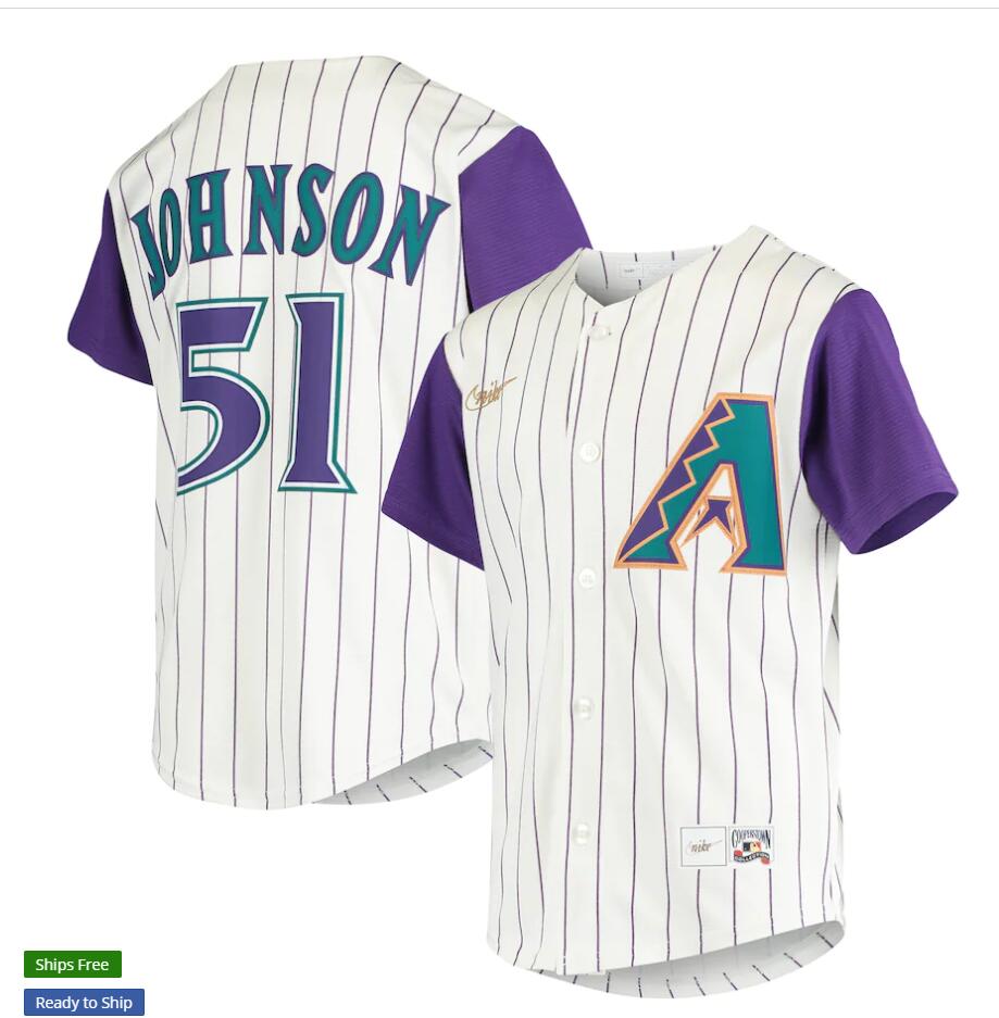 Womens Arizona Diamondbacks #51 Randy Johnson Nike Cream Cooperstown Collection Jersey