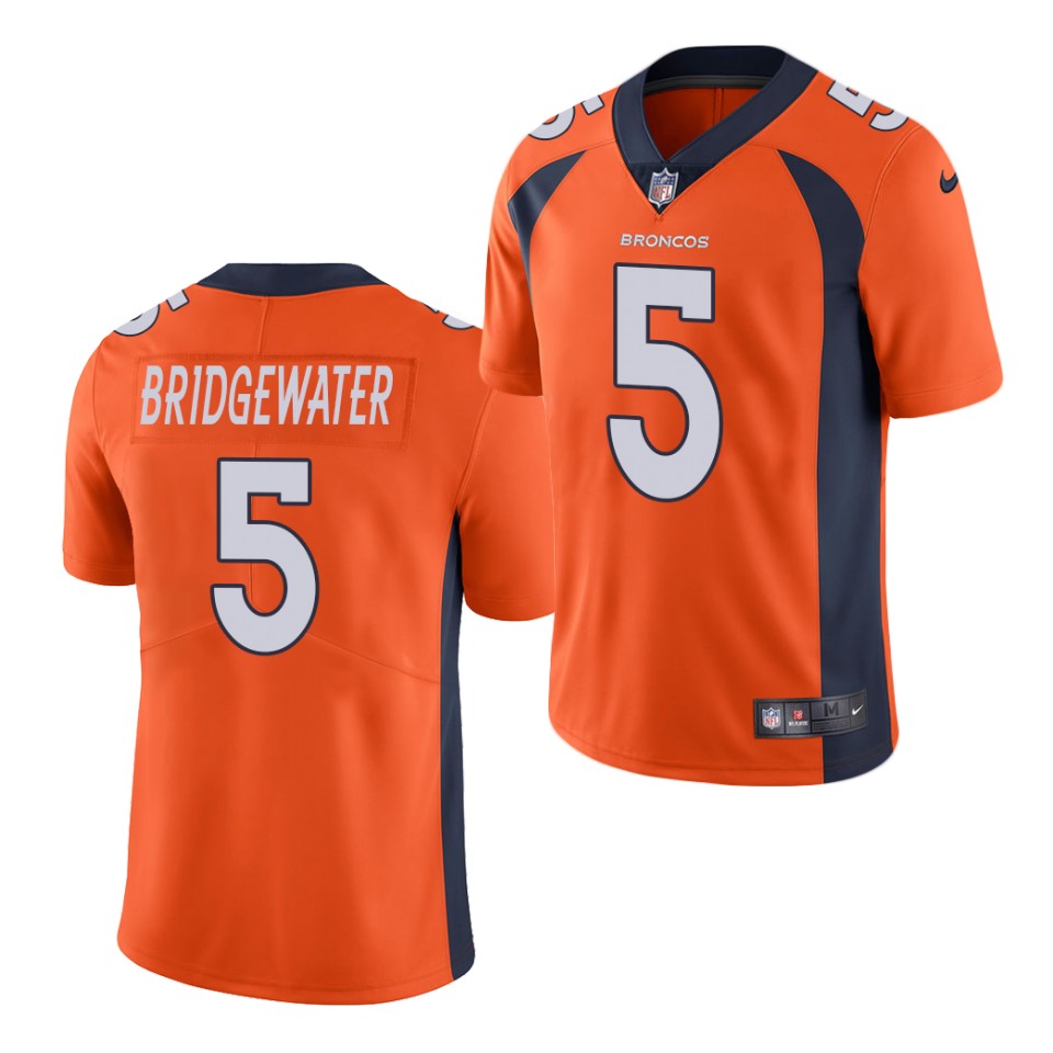 Men's Denver Broncos #5 Teddy Bridgewater Orange Nike NFL Vapor Untouchable Limited Jersey