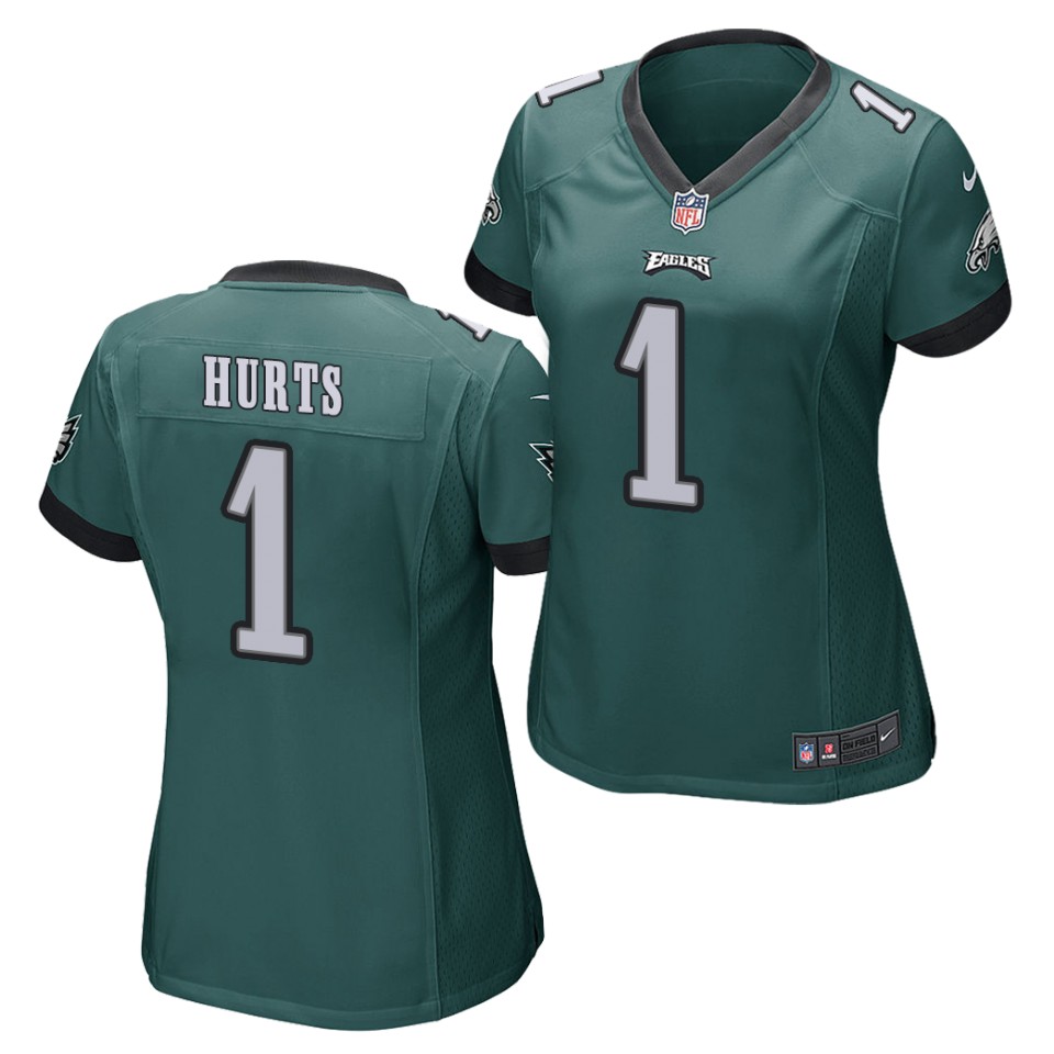 Women's Philadelphia Eagles #1 Jalen Hurts Nike Green Limited Jersey