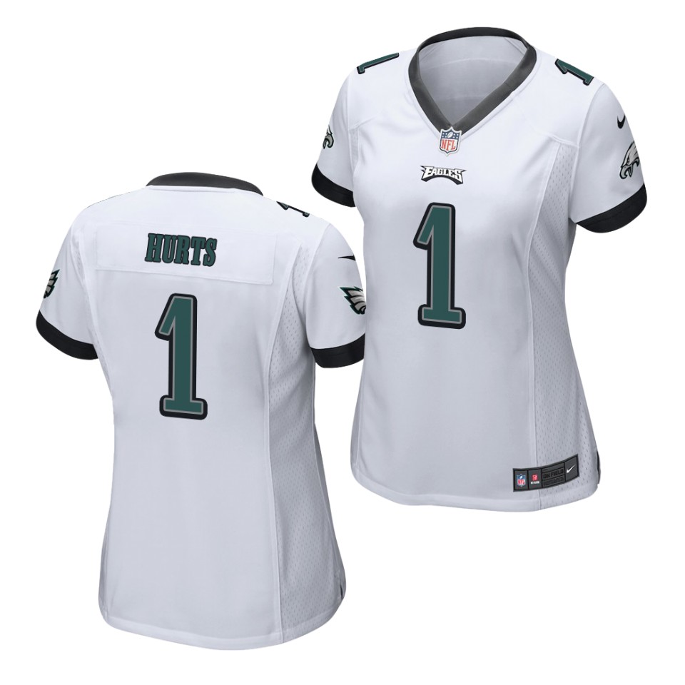 Women's Philadelphia Eagles #1 Jalen Hurts Nike White Limited Jersey