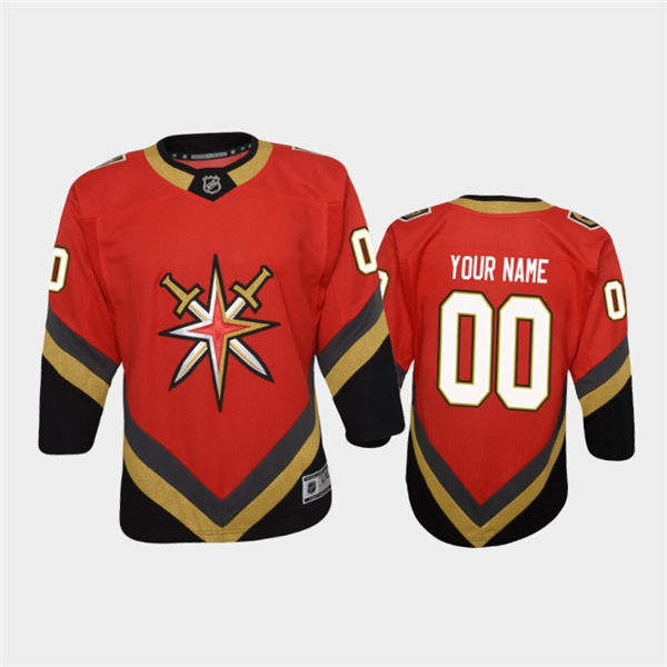 Youth Vegas Golden Knights Custom  adidas 2021 Reverse Retro Red Jersey