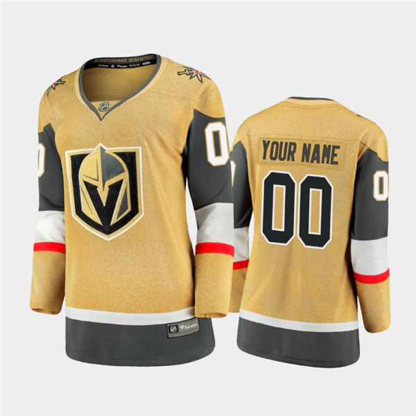 Womens Vegas Golden Knights Custom  Stitched Adidas Gold Alternate Jersey