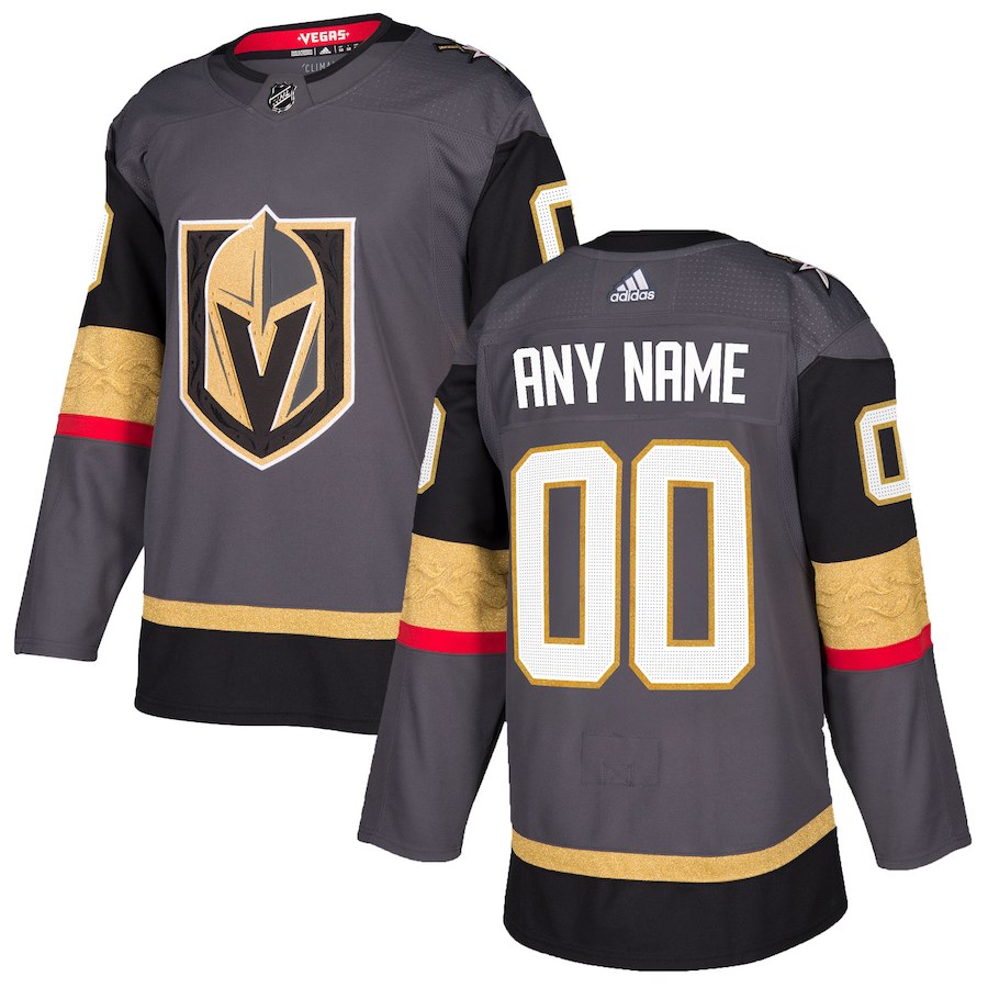Youth Vegas Golden Knights Custom Stitched Adidas Home Black Jersey