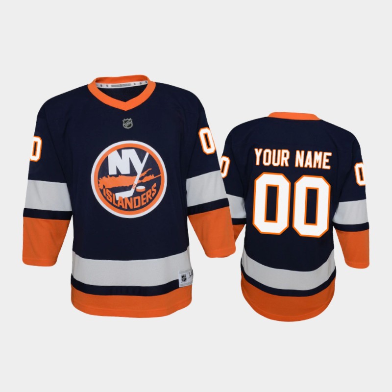 Youth New York Islanders Custom Navy Adidas Stitched 2021 REVERSE RETRO JERSEYS