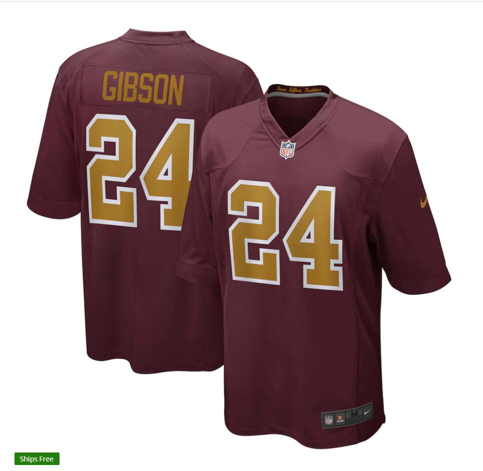 Men's Washington Football Team #24 Antonio Gibson Nike Burgundy Gold Alternate Vapor Limited Jersey