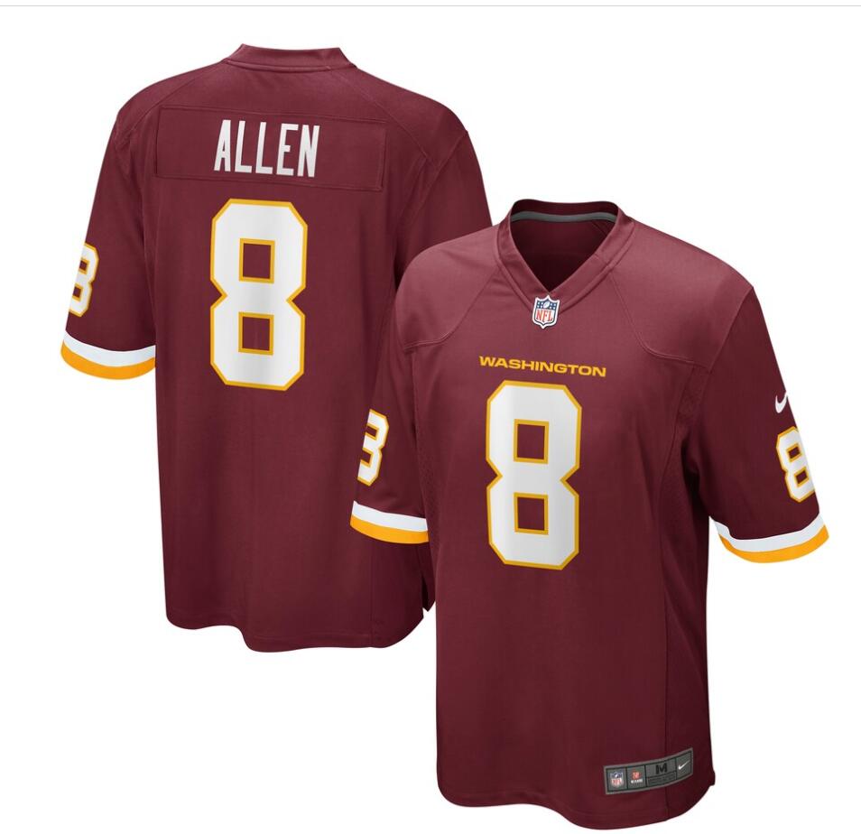 Mens Washington Football Team #8 Kyle Allen Stitched Nike Burgundy Vapor Limited Jersey