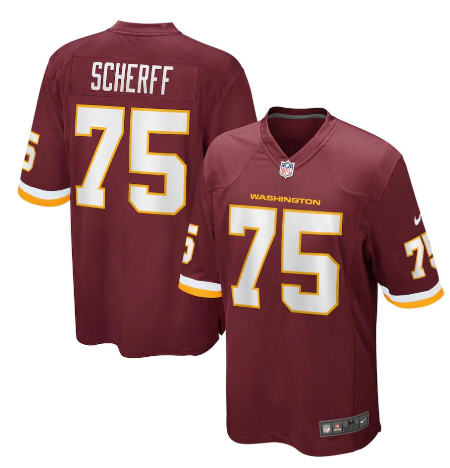 Mens Washington Football Team #75 Brandon Scherff  Stitched Nike Burgundy Vapor Limited Jersey