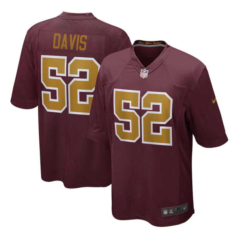 Mens Washington Football Team #52 Jamin Davis Nike Burgundy Gold Alternate Vapor Limited Jersey