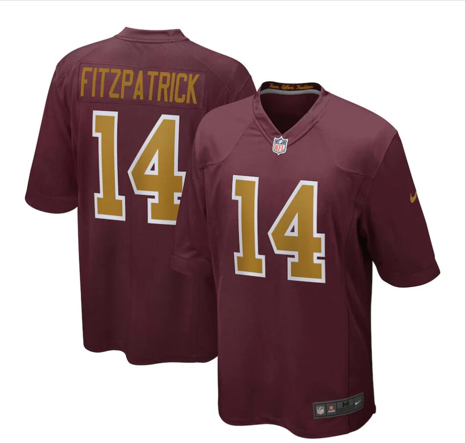 Mens Washington Football Team #14 Ryan Fitzpatrick Nike Burgundy Gold Alternate Vapor Limited Jersey