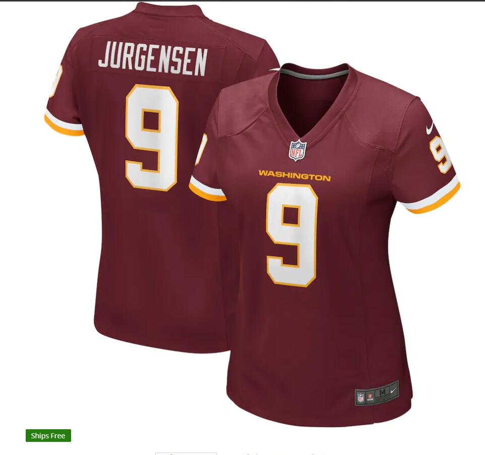 Womens Washington Redskins Retired Player #9 Sonny Jurgensen Nike Burgundy Limited Player Jersey