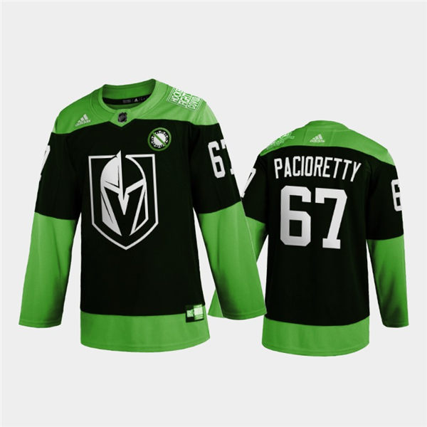 Mens Vegas Golden Knights #67 max pacioretty Black Green Adidas Health Covid-19 Fight Jersey