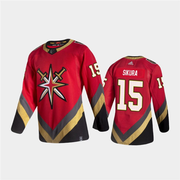 Mens Vegas Golden Knights #15 Dylan Sikura Stitched Red Reverse Retro Red Adidas Jersey
