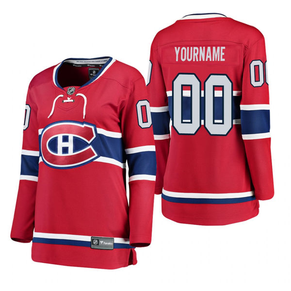 Womens Montreal Canadiens Custom Stitched Adidas Home Red Jersey