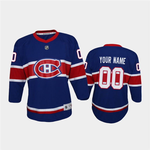 Youth Montreal Canadiens Custom adidas Royal 2020-21 Special Edition Reverse Retro Jersey