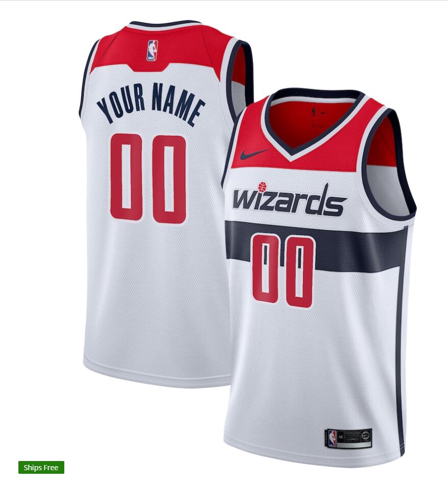 Mens Youth Washington Wizards Custom Stitched Nike White Association Edition Jersey