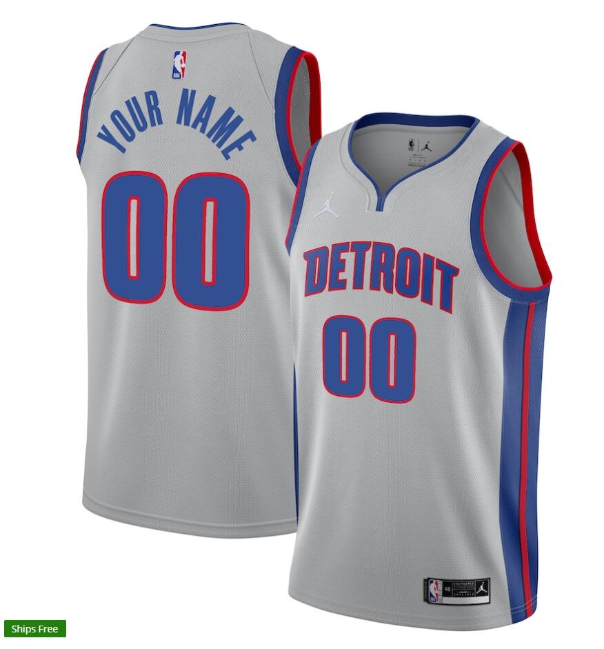 Mens Detroit Pistons Custom Jordan Brand Gray Statement Edition Swingman Jersey
