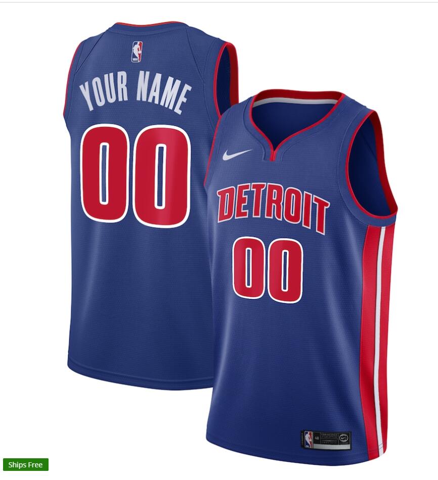 Mens Detroit Pistons Custom Nike Blue Icon Edition Swingman Jersey