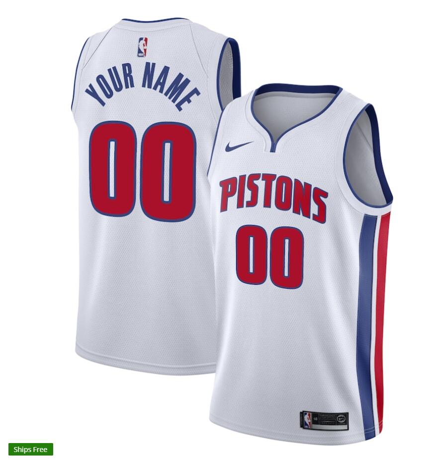 Mens Detroit Pistons Custom Nike 2020-21 Nike White Association Edition Swingman Jersey