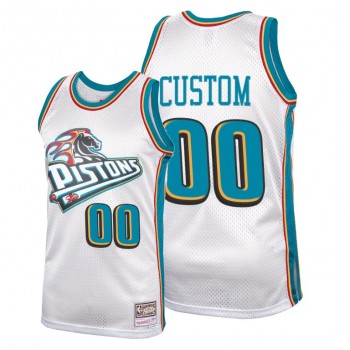 Mens Youth Detroit Pistons Custom White Hardwood Classics Throwback Jersey