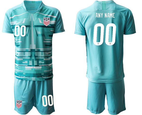 Mens USA National Team 2021 lake blue goalkeeper CustomSoccer Jersey Suit