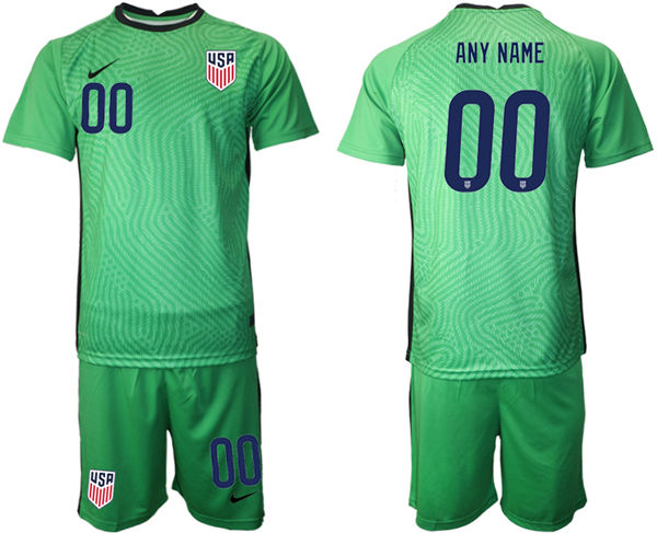 Mens USA National Team 2021 Green Custom goalkeeper Soccer Jersey Suit