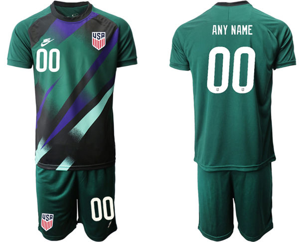 Mens USA National Team 2021 Dark Green Custom goalkeeper Soccer Jersey Suit