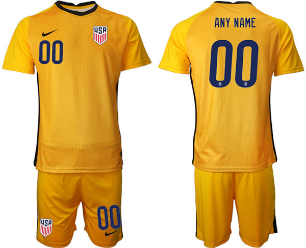 Mens USA National Team 2021 Yellow Custom goalkeeper Soccer Jersey Suit