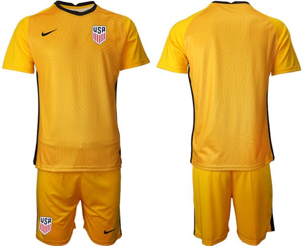 Mens USA National Team Blank 2021 Yellow goalkeeper Soccer Jersey Suit