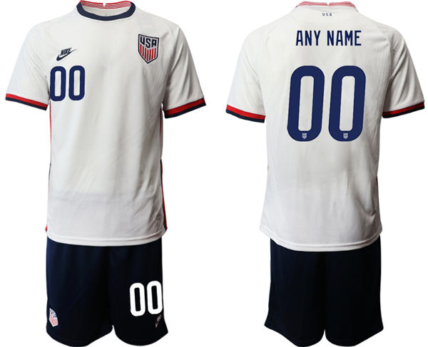 Mens USA National Team 2021 Home White Custom Soccer Jersey Suit